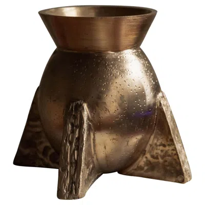 Pre-owned Rick Owens Contemporary Gold Bronze Vase, Evase By  In Brown