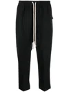 Shop Rick Owens Contrasting-drawstring Cropped Trousers In Black