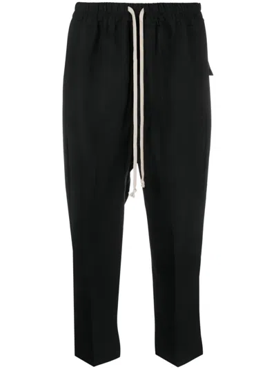 RICK OWENS CONTRASTING-DRAWSTRING CROPPED TROUSERS
