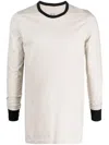 Rick Owens Contrasting-trim Crew-neck Cotton Jumper In Grau