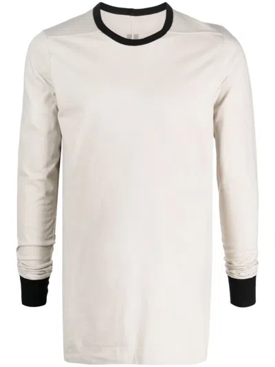 Rick Owens Contrasting-trim Crew-neck Cotton Jumper In Grau