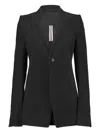 Rick Owens Corduroy Button Blazer In Black