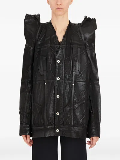 Rick Owens Coton Button Denim Jacket In Black