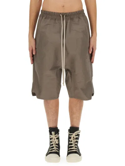 Rick Owens Cotton Bermuda Shorts In Beige