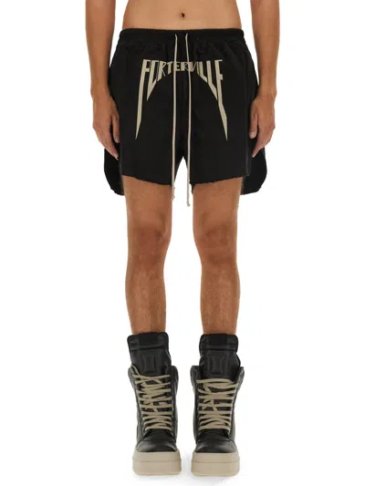 Rick Owens Cotton Bermuda Shorts In Black/pearl