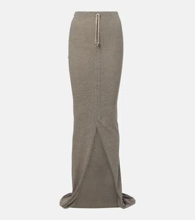 Rick Owens Cotton-blend Jersey Maxi Skirt In Gray