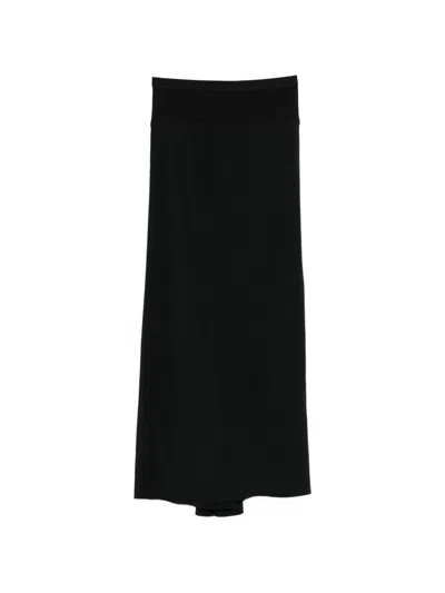Rick Owens Cotton Blend Midi Skirt In Black