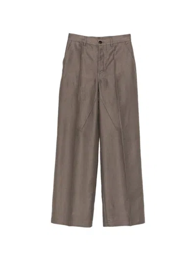 Rick Owens Cotton Blend Wide-leg Trousers In Grey