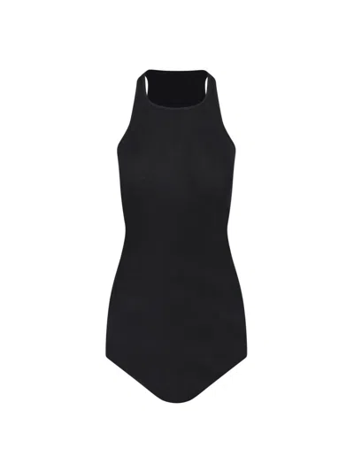 Rick Owens Cotton Bodysuit In Black  