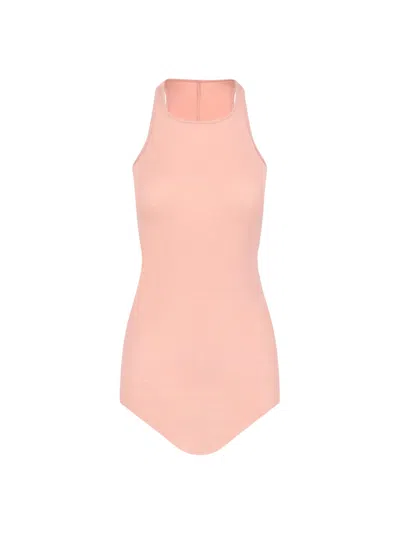 Rick Owens Cotton Bodysuit In Pink