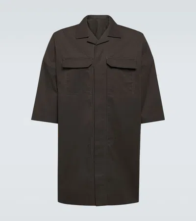 Rick Owens Cotton Bowling Shirt In Brown