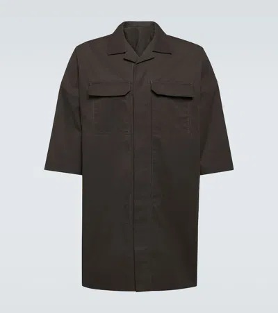 Rick Owens Short-sleeved Shirt With Classic Collar And Chest Pockets In Black