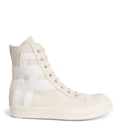 Rick Owens Cotton Canvas High-top Sneakers In Brown