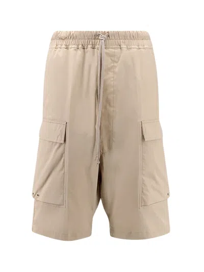 Rick Owens Cotton Cargo Bermuda Shorts In Neutral