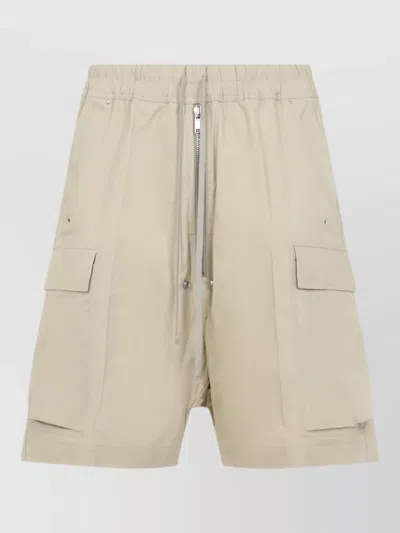 Rick Owens Cotton Cargobela Shorts Low Crotch Pockets In White