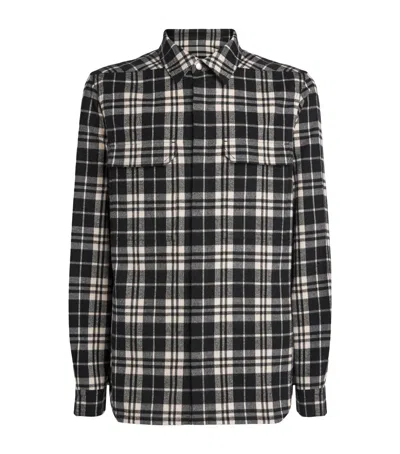 Rick Owens Cotton Check Overshirt In Black