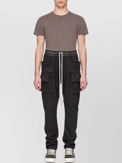 Rick Owens Cotton Drawstring Cargo Trousers In Black