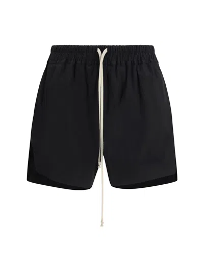 Rick Owens Cotton Drawstring Shorts In Black