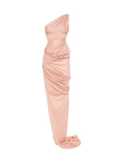 Rick Owens Draped Gown Cotton Maxi Dress In Pink