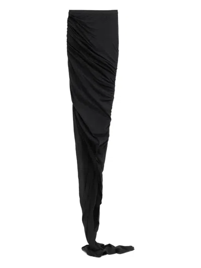 Rick Owens Cotton Fitted Skirt In Black