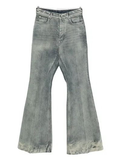 Rick Owens Cotton Flared Jeans In Gray