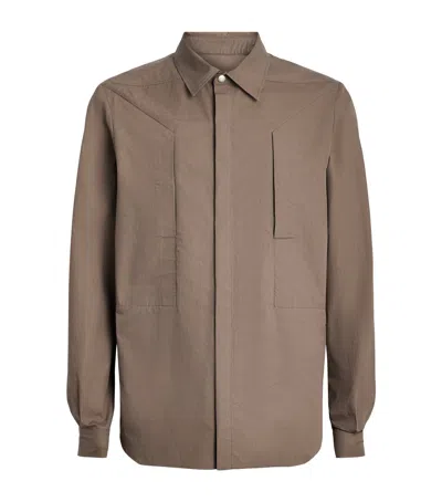 Rick Owens Cotton Fog Overshirt In Gray
