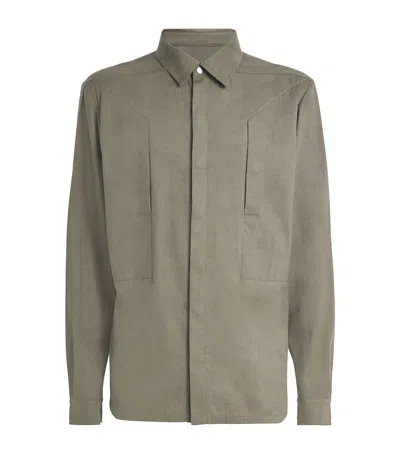 Rick Owens Cotton Fog Shirt In Brown