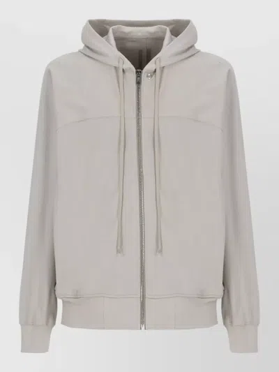 Rick Owens Cotton Hooded Sweatshirt Drawstring Pockets In Gray