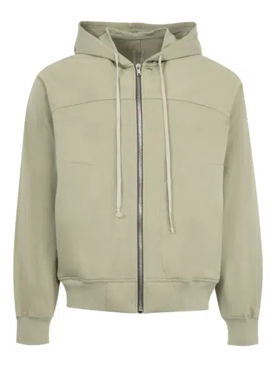 Rick Owens Zip-up Cotton Jersey Hoodie In Neutrals