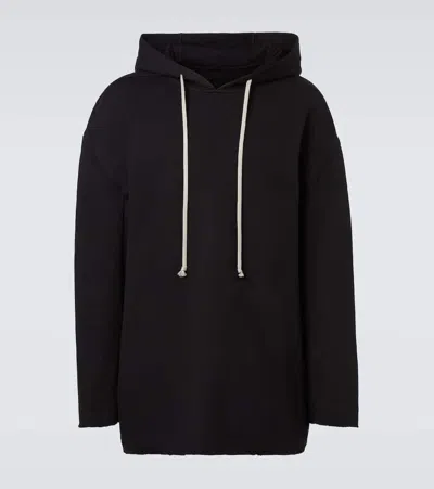 Rick Owens Cotton Jersey Hoodie In Black