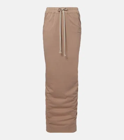 Rick Owens Cotton Jersey Maxi Skirt In Brown