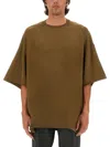 Rick Owens Cotton Jersey T-shirt In Brown