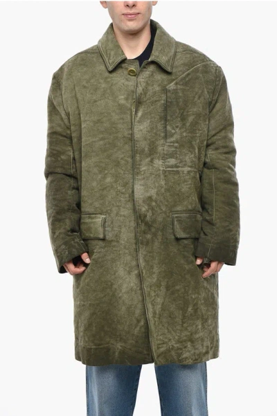 Rick Owens Cotton Jumbo Mac Single-breasted Coat With Breast Pocket In Green