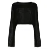 Rick Owens Black Hollywood Cropped Hooded Tunic Top