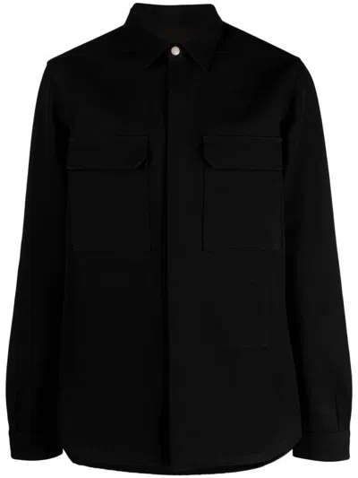 Rick Owens Long-sleeve Cotton Shirt In Black