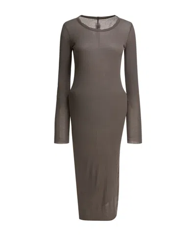 Rick Owens Cotton Midi Dress In Brown