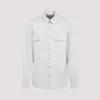 Rick Owens Cotton Outershirt With Point Collar And Flap Pockets In Dinge