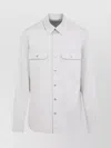 Rick Owens Cotton Outershirt With Point Collar And Flap Pockets In White