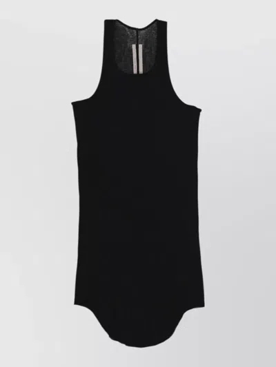 Rick Owens Cotton Racerback Sleeveless Longline Scoop Neck Top In Black