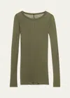 Rick Owens Raw-edge Long-sleeve T-shirt In Green