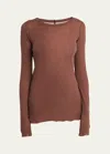 Rick Owens Cotton Rib Long-sleeve Crew T-shirt In Throat