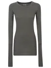 Rick Owens Women Grey Crewneck T-shirt, M Luxury T-shirts For Women Darveys In Gray