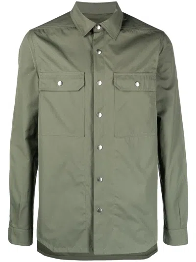 Rick Owens Cotton Shirt Jacket In Grün