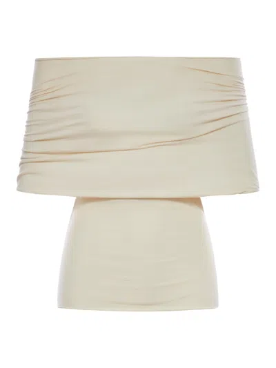 Rick Owens Cotton Sweater With Boat Neck In Nude & Neutrals