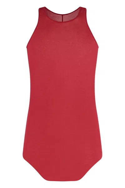 Rick Owens Cotton Tank Top In Red