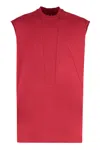Rick Owens Ribbed Collar Sleeveless Crew Neck Tank Top In Red