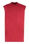 Rick Owens Ribbed Collar Sleeveless Crew Neck Tank Top In Red