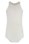 Rick Owens Sleeveless Round Neckline Raw-cut Tank Top In White