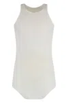Rick Owens Sleeveless Round Neckline Raw-cut Tank Top In White