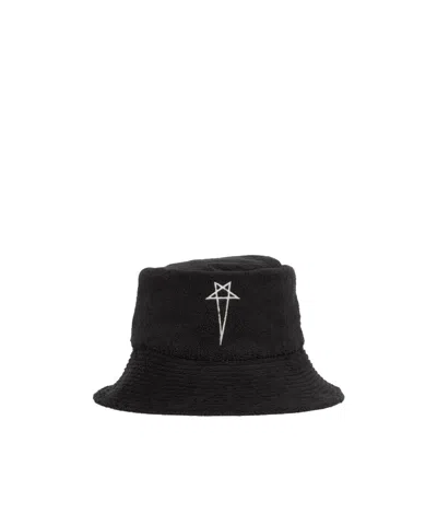 Rick Owens Cotton Terry Beach Hat In Black